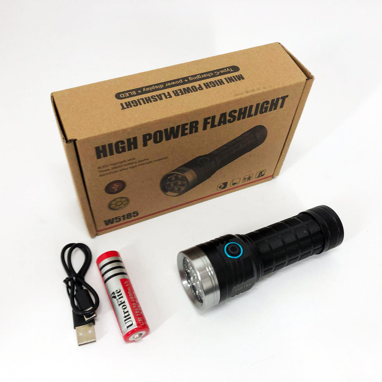 Фонарик компактный PLD W5185-8XHP360, Высококачественный фонарик, Долговечный светодиодный фонарь