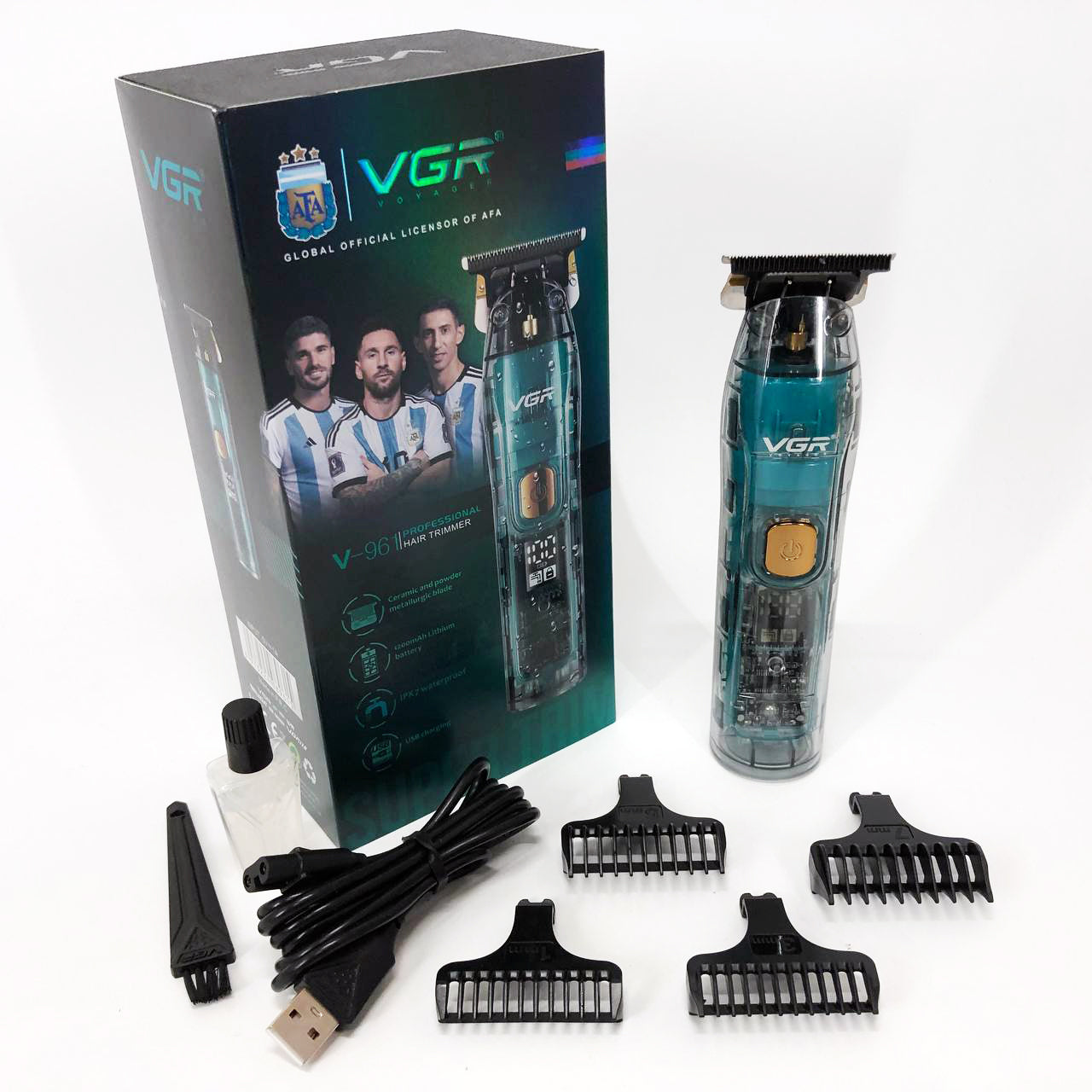 Беспроводная мужская электрическая машинка для стрижки VGR V-961, Триммер аккумуляторный для волос и бороды