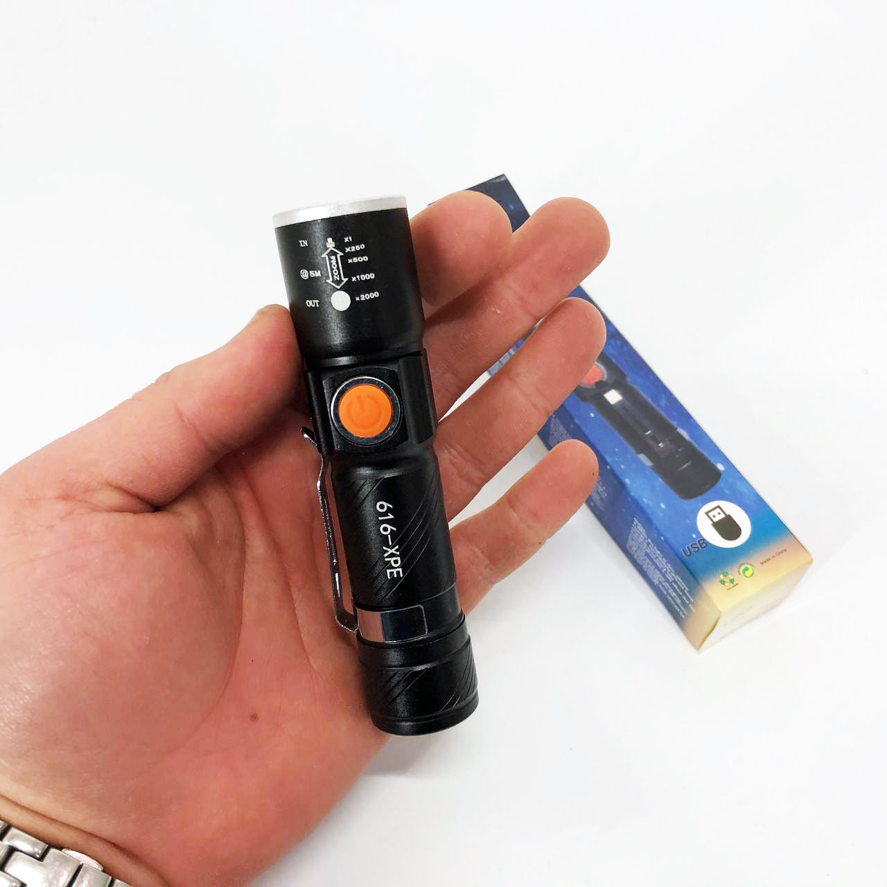 Карманный фонарик Police 616-XPE, Портативный светодиодный фонарь с зарядкой, Алюминеевый фонарь