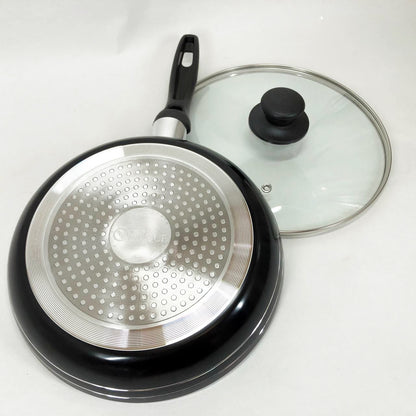 Сковорода с крышкой 24 см темный мрамор UNIQUE UN-5164 | Антипригарная сковорода | Мраморная сковорода