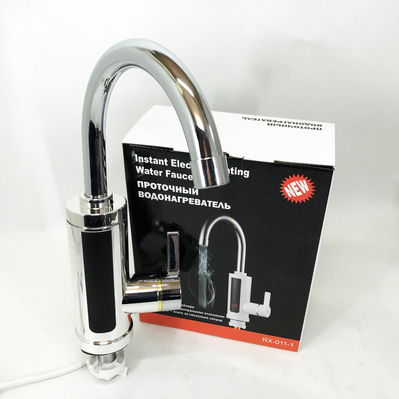 Водонагреватель проточный Delimano RX-0111c LCD дисплеем 3 кВт Кран электрический нижнее подключение