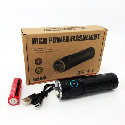 Ручний ліхтарик W5184-6XHP360, Супер яскравий ліхтарик, Суперпотужний пошуковий ручний ліхтар тактичний