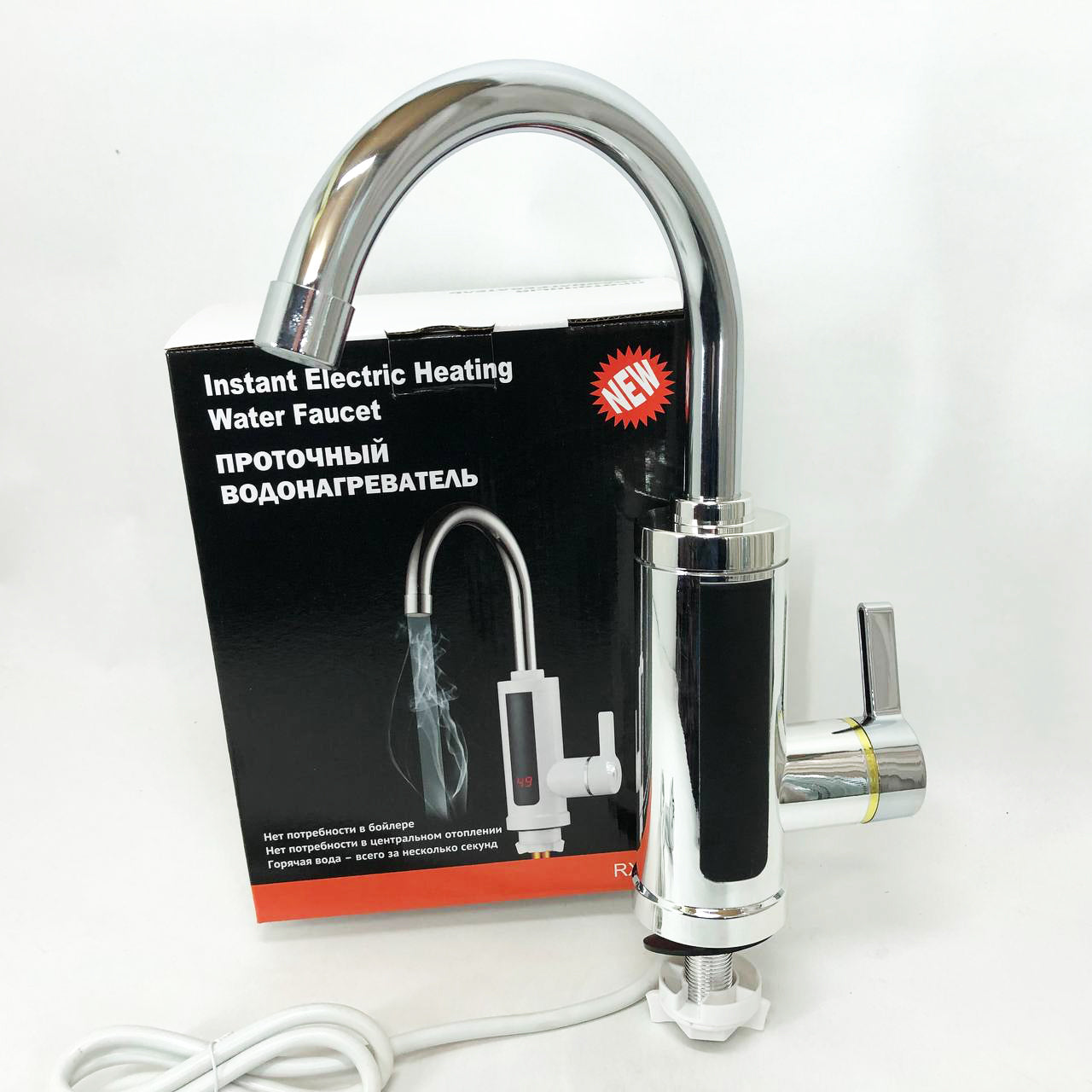 Водонагреватель проточный Delimano RX-0111c LCD дисплеем 3 кВт Кран электрический нижнее подключение