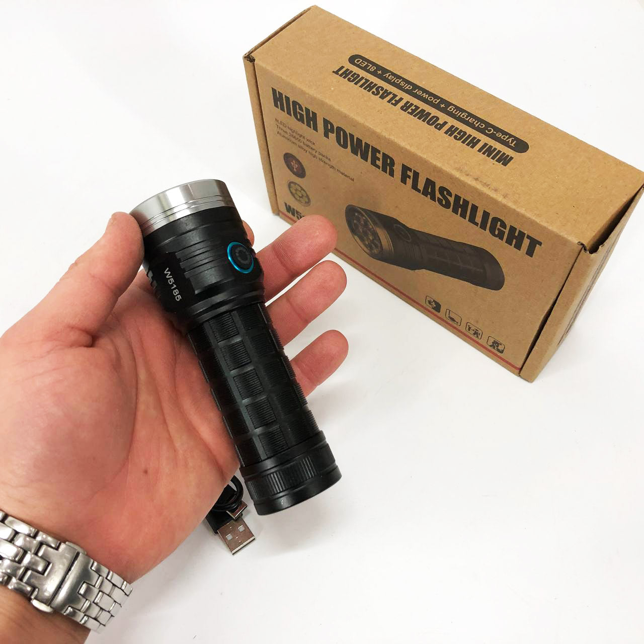 Фонарик компактный PLD W5185-8XHP360, Высококачественный фонарик, Долговечный светодиодный фонарь