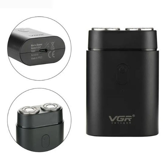 Мужская аккумуляторная мини электробритва VGR V-341 с двумя головками для бритья бороды и усов шейвер