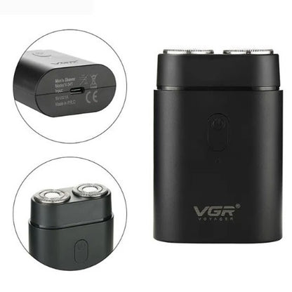 Мужская аккумуляторная мини электробритва VGR V-341 с двумя головками для бритья бороды и усов шейвер