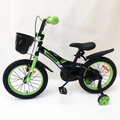 Детский двухколесный велосипед Hammer Smart H2021 20 дюймов с боковыми колесами, корзинкой. Цвет: зеленый