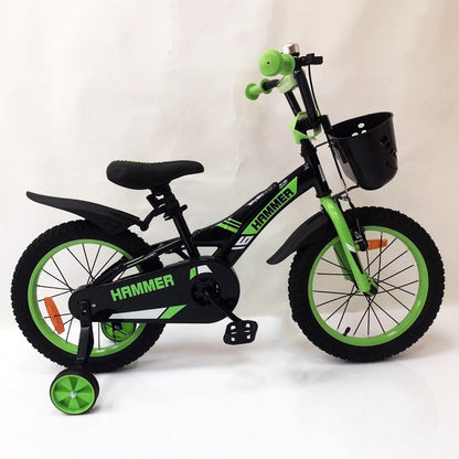 Детский двухколесный велосипед Hammer Smart H2021 20 дюймов с боковыми колесами, корзинкой. Цвет: зеленый