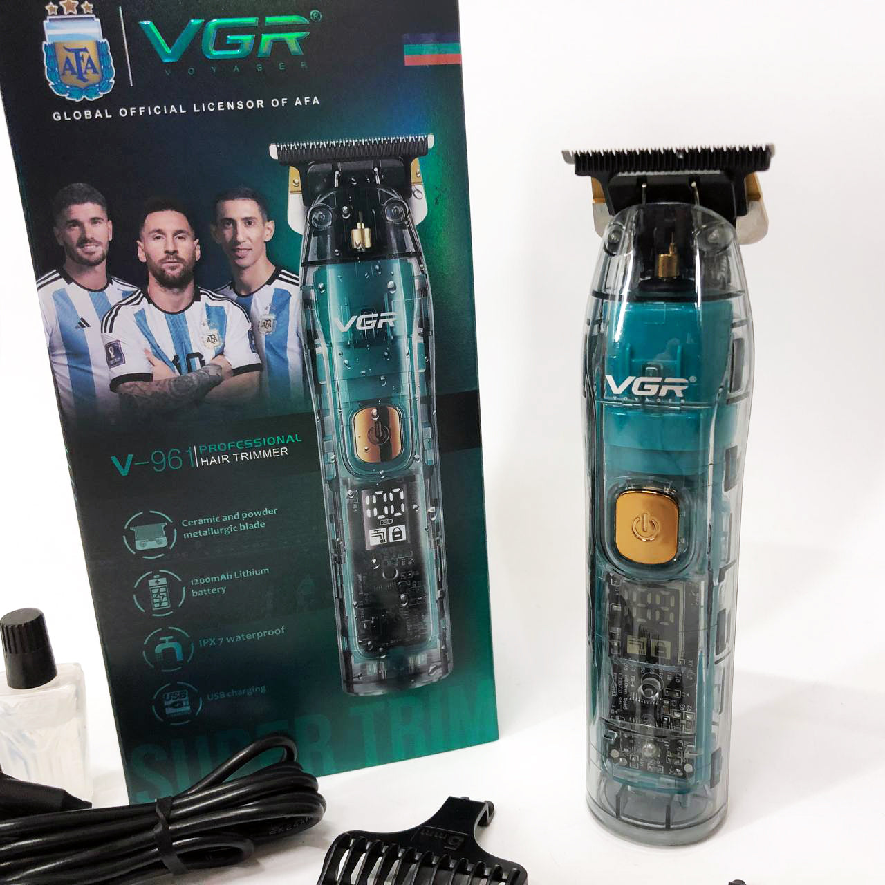 Беспроводная мужская электрическая машинка для стрижки VGR V-961, Триммер аккумуляторный для волос и бороды