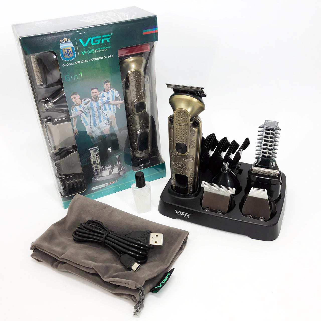 Набор для стрижки VGR 6 в 1 V-095, 16 насадок,  Многофункциональная аккумуляторная машинка для стрижки