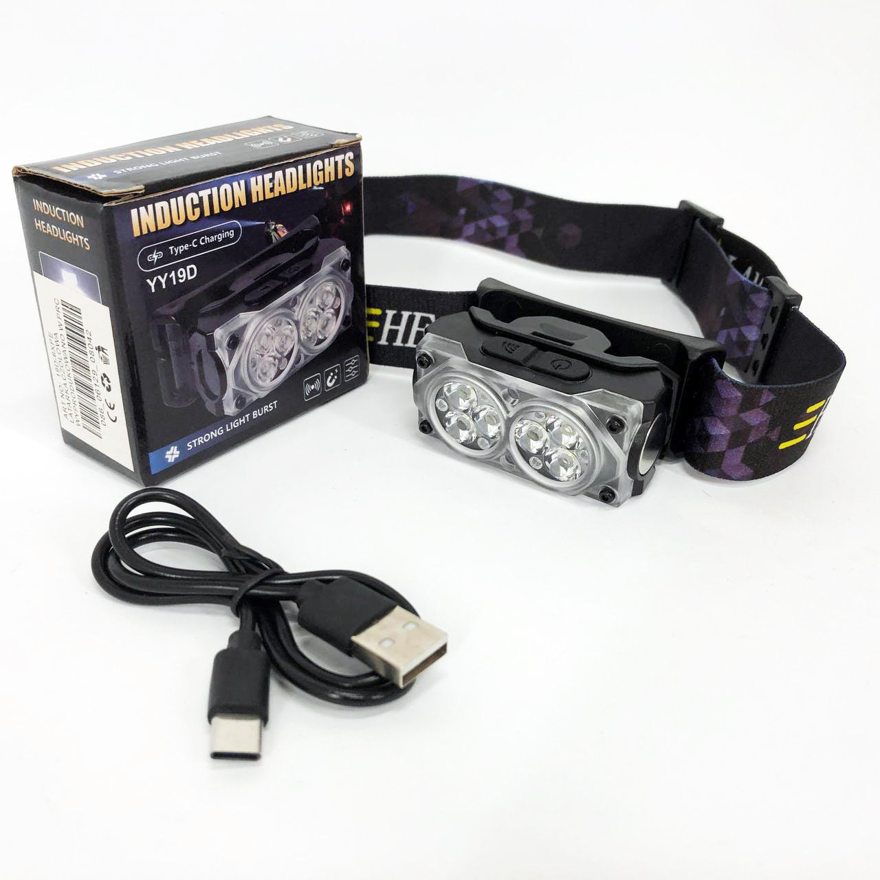 Фонарь налобный YY-19D-6SMD Li-Ion, Светодиодный фонарь на лоб, Фонарик на голову с зарядкой