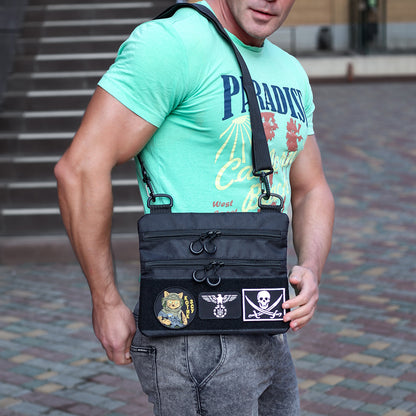 Черная мужская сумка тактическая нагрудная, Тактический универсальный рюкзак, Мужская сумка рюкзак слинг