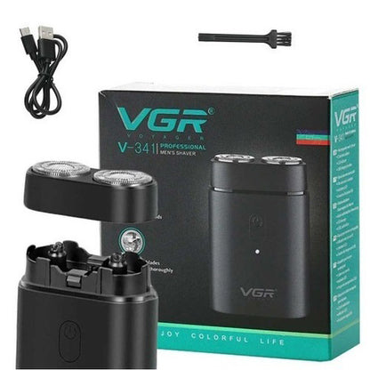 Мужская аккумуляторная мини электробритва VGR V-341 с двумя головками для бритья бороды и усов шейвер
