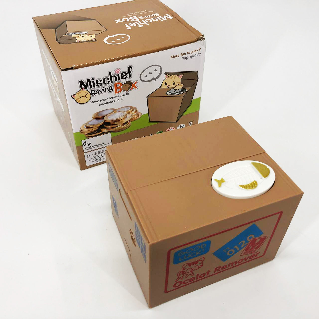 Детская сейф копилка воришка монет в коробке