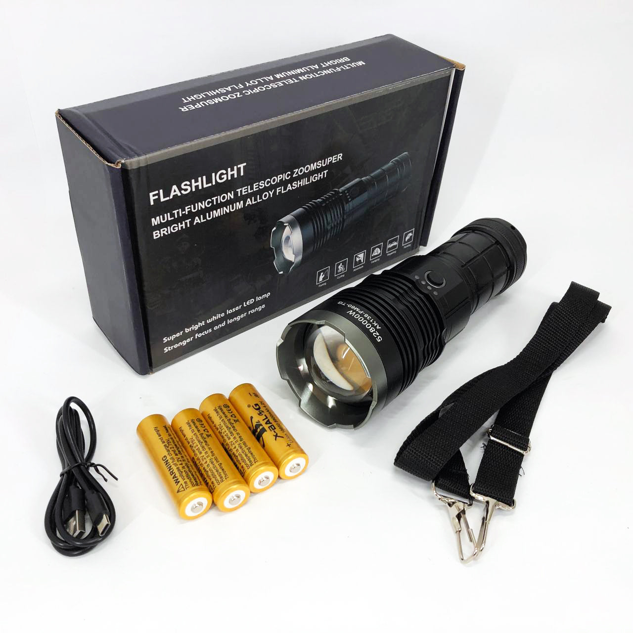 Ручной фонарь Police AK138 WHITE LASER LED PM60-TG с зарядкой USB, работающий от 4х18650 аккумуляторов