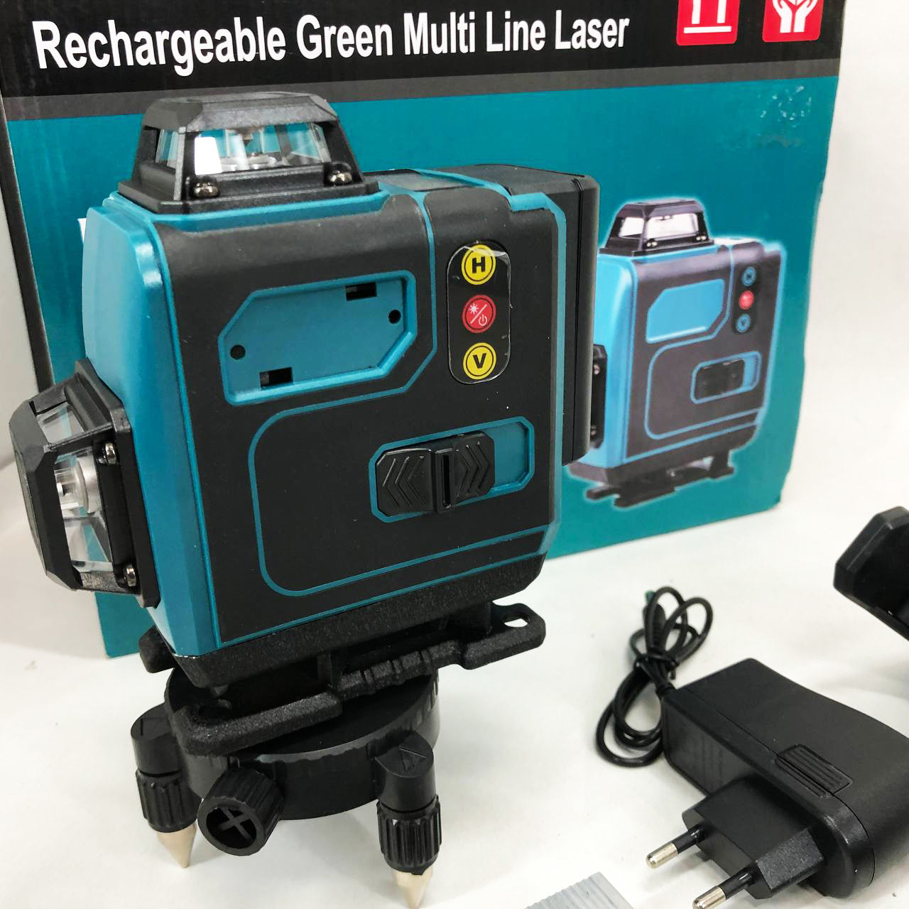 Уровень лазерный линейный нивелир аккумуляторный Laser 4D, 16 линий, рабочее растояние 30м, в чемодане