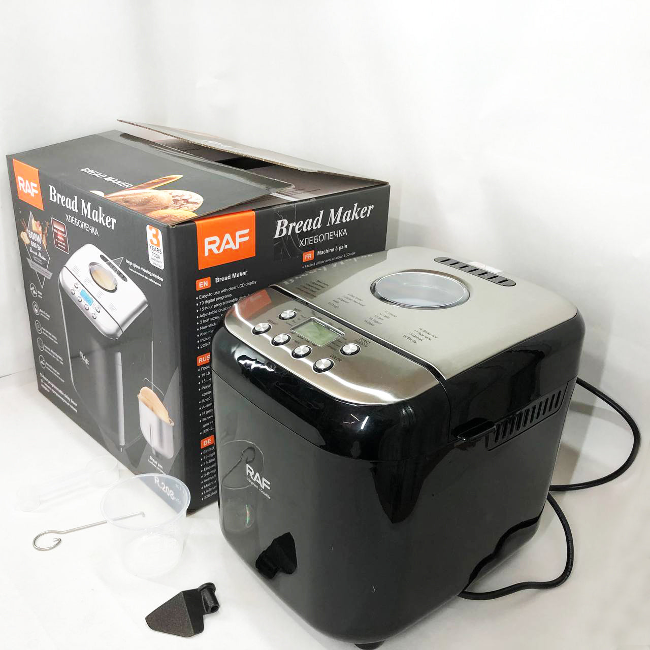 Хлебопечка RAF R.208, 600 Вт, до 1000 г, с функцией безглютеновой выпечки