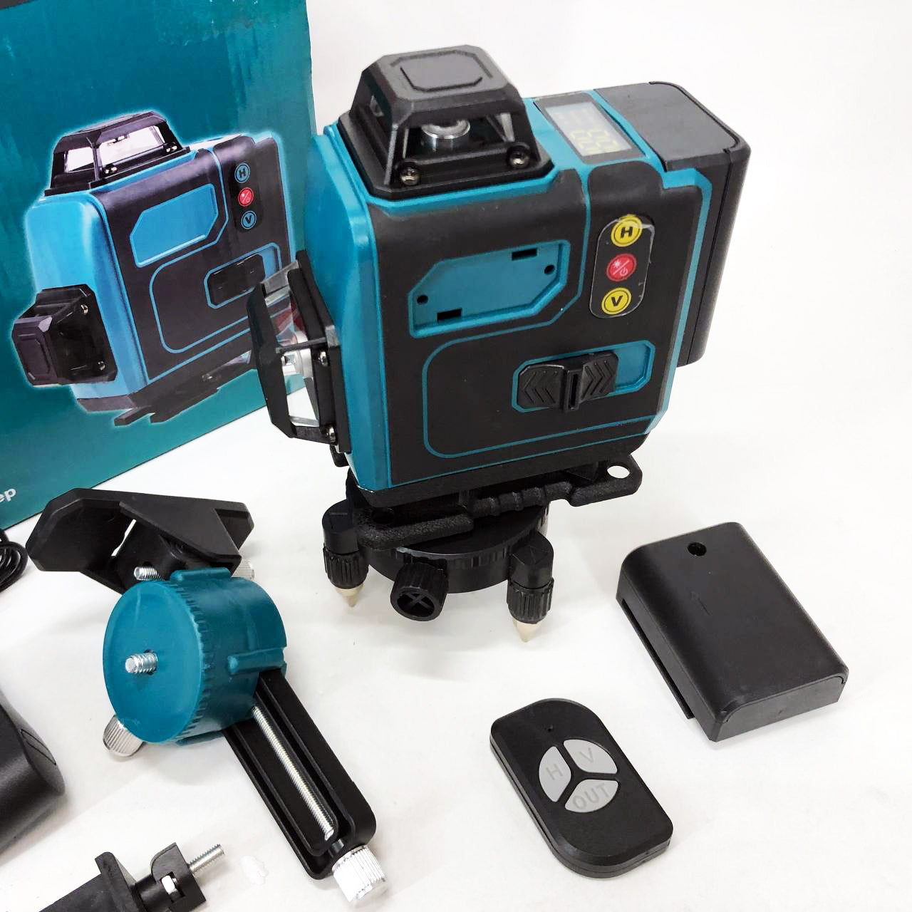 Уровень лазерный линейный нивелир аккумуляторный Laser 4D, 16 линий, рабочее растояние 30м, в чемодане