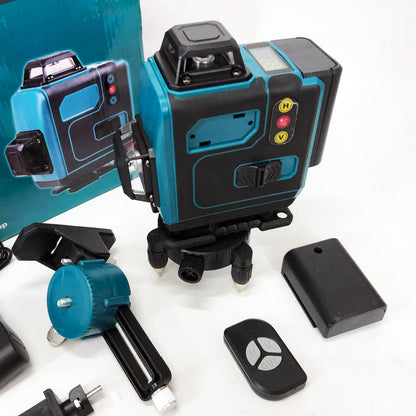 Уровень лазерный линейный нивелир аккумуляторный Laser 4D, 16 линий, рабочее растояние 30м, в чемодане