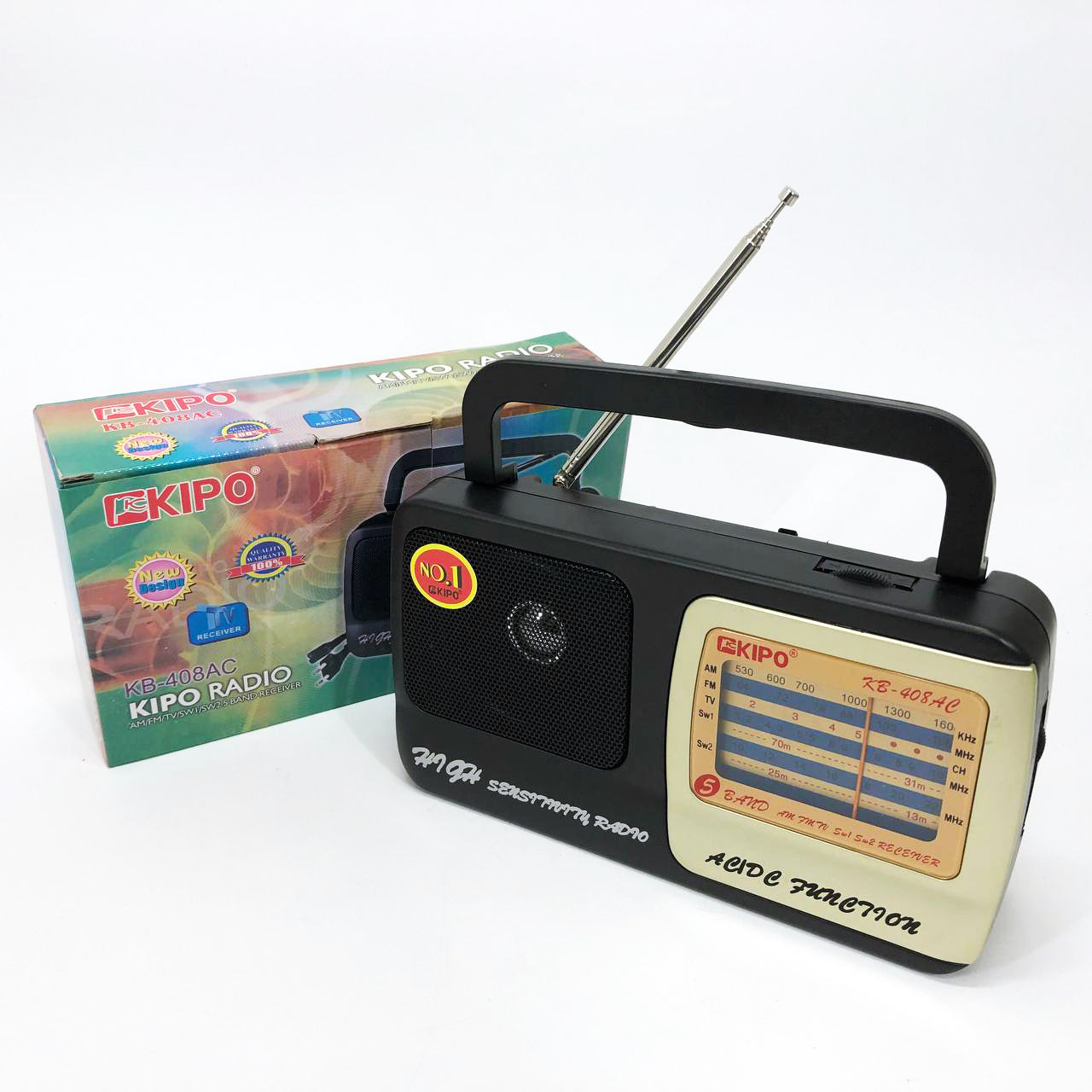 Радиоприёмник KIPO KB-408 AC мощный радио FM c usb питание от батарейки R20 или от сети