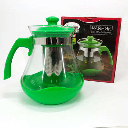 Чайник заварочный Con Brio Green CB-6215 1,5 л, Чайник самовар стеклянный. Цвет: зеленый