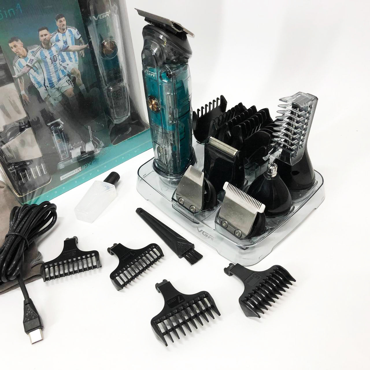 Машинка для стрижки волос, носа, бороды, бритва VGR V-102 5в1 беспроводной триммер с дисплеем