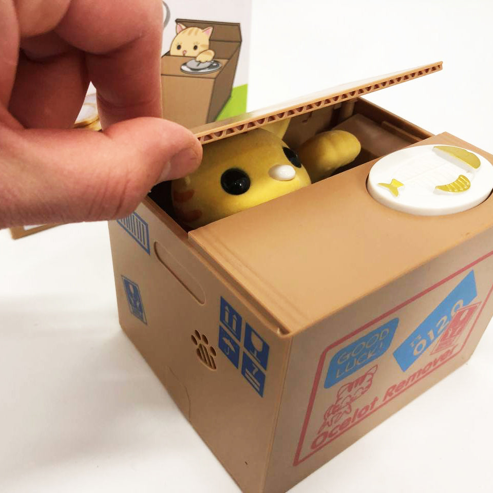 Детская сейф копилка воришка монет в коробке