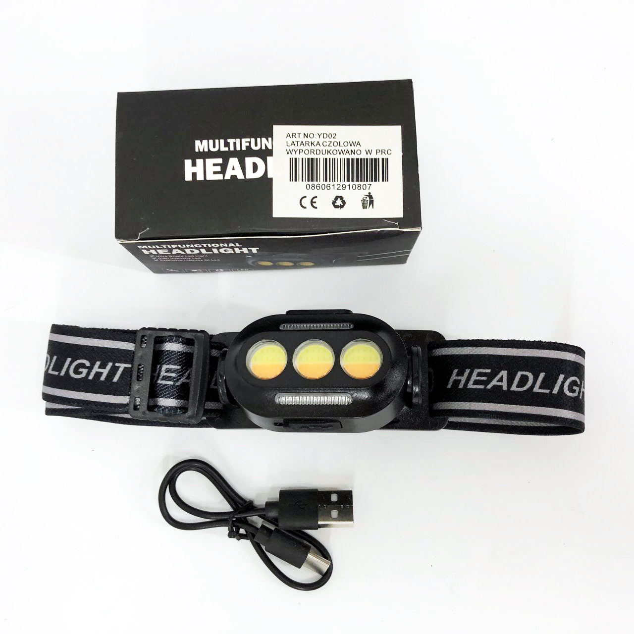 Фонарик налобный YD02-COB (White+red+blue), Налобные фонари для активных людей, фонарь для туризма