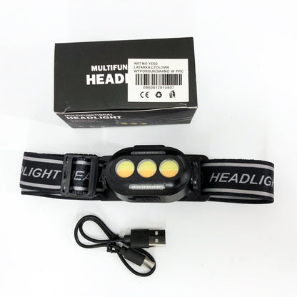 Фонарик налобный YD02-COB (White+red+blue), Налобные фонари для активных людей, фонарь для туризма