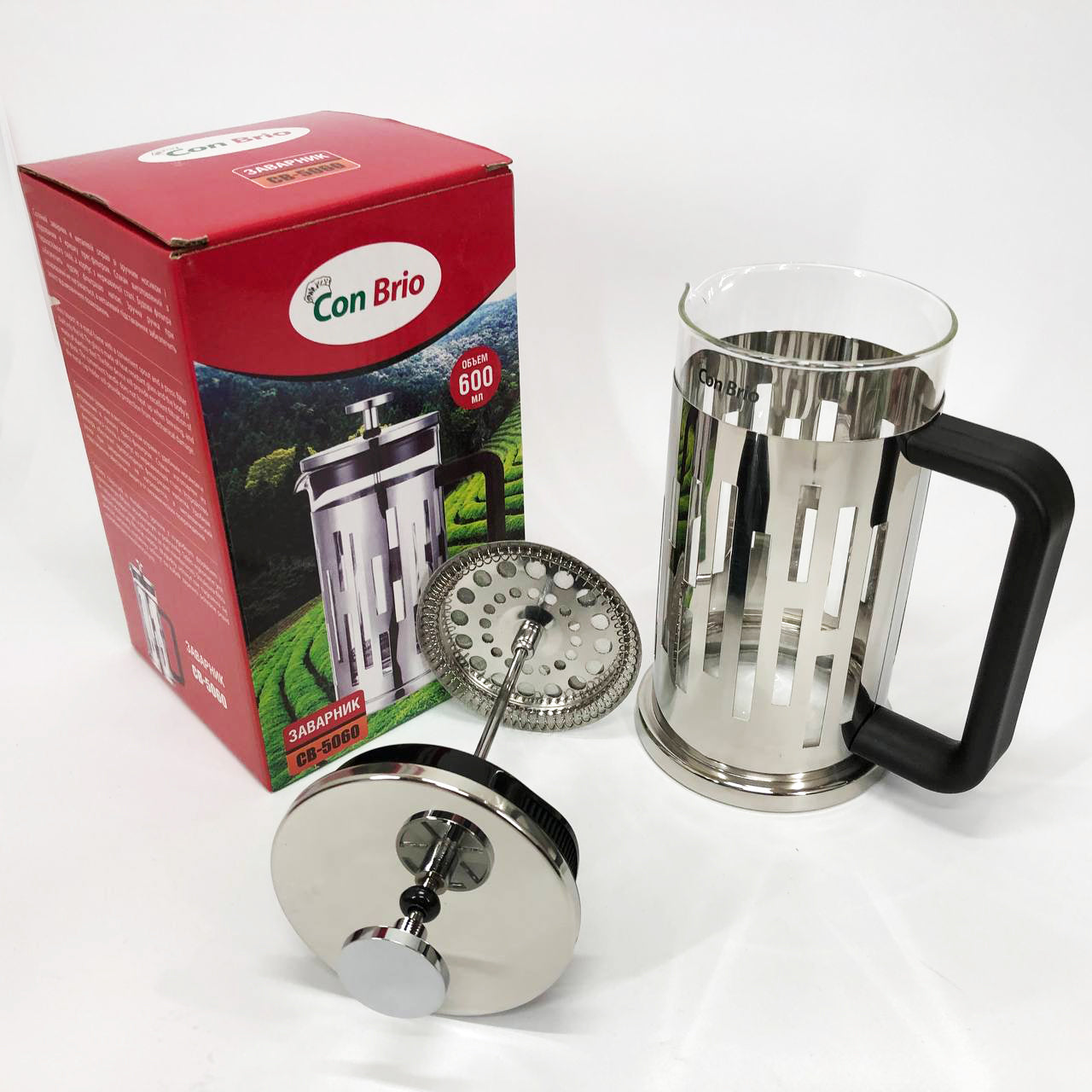 Заварник Con Brio CB-5060 Френч-пресс 600 мл,  Чайник самовар стеклянный, Заварники для чая и кофе