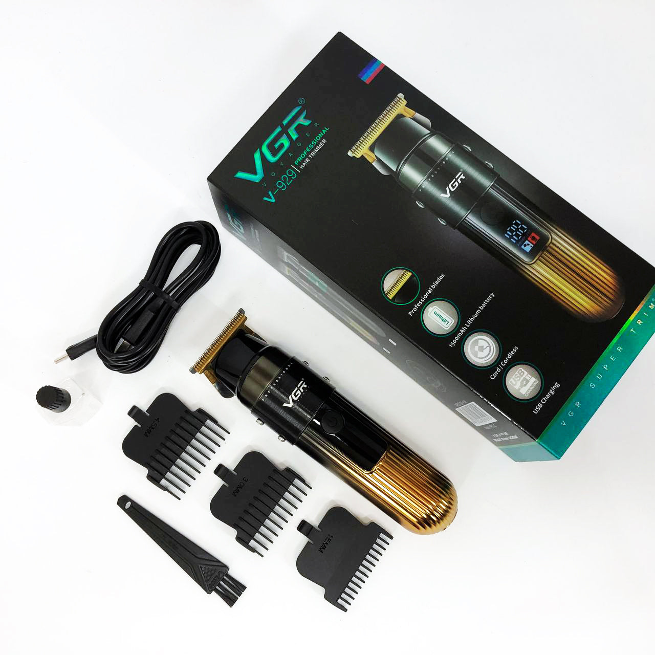 Машинка для стрижки волос VGR V-929 аккумуляторная, Машинка окантовочная профессиональная для бороды