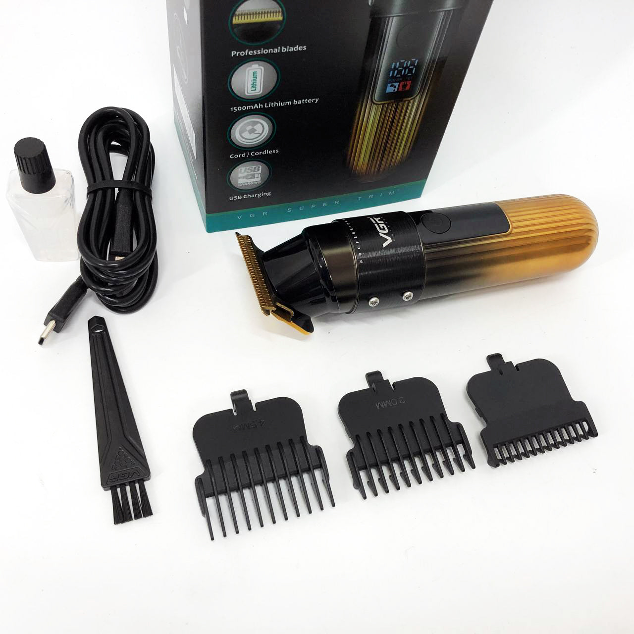 Машинка для стрижки волос VGR V-929 аккумуляторная, Машинка окантовочная профессиональная для бороды