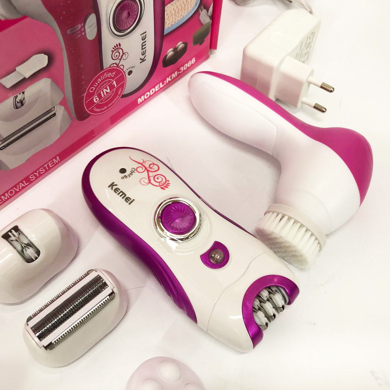 Эпилятор женский многофункциональный 6 в 1 пинцетный Kemei KM-3066 Х массажер уход за кожей 2 скорости