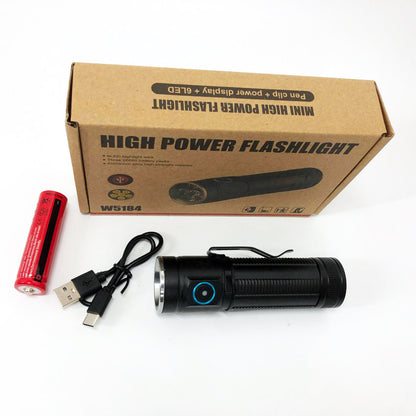 Ручний ліхтарик W5184-6XHP360, Супер яскравий ліхтарик, Суперпотужний пошуковий ручний ліхтар тактичний