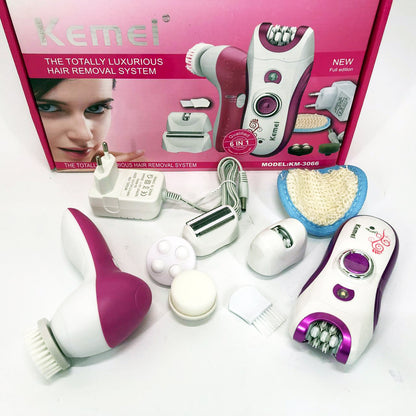 Эпилятор женский многофункциональный 6 в 1 пинцетный Kemei KM-3066 Х массажер уход за кожей 2 скорости
