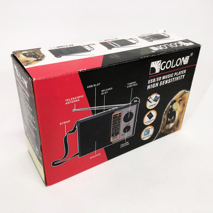 Радиоприемник переносной GOLON RX F12 AM/FM/SW, Радиоприемник am fm, Радио переносное фм. Цвет: черный