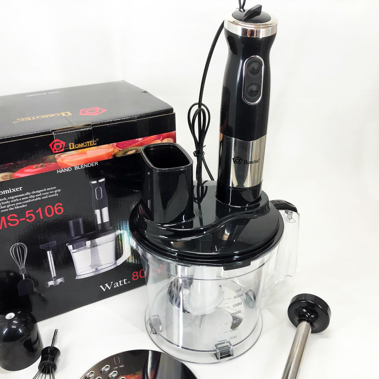Блендер погружной многофункциональный 5-в-1 Domotec MS-5106 800 W, Портативный блендер измельчитель