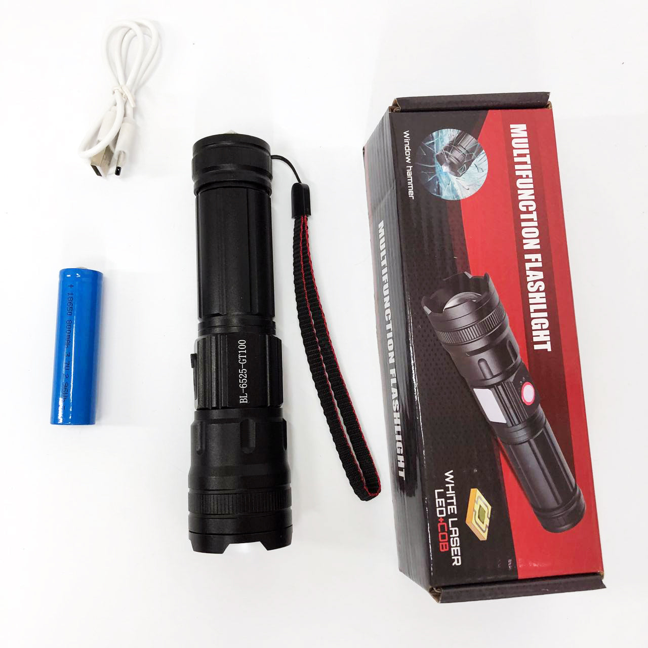 Фонарик карманный светодиодный Police BL-6525-GT100 с ремешком и функцией зума