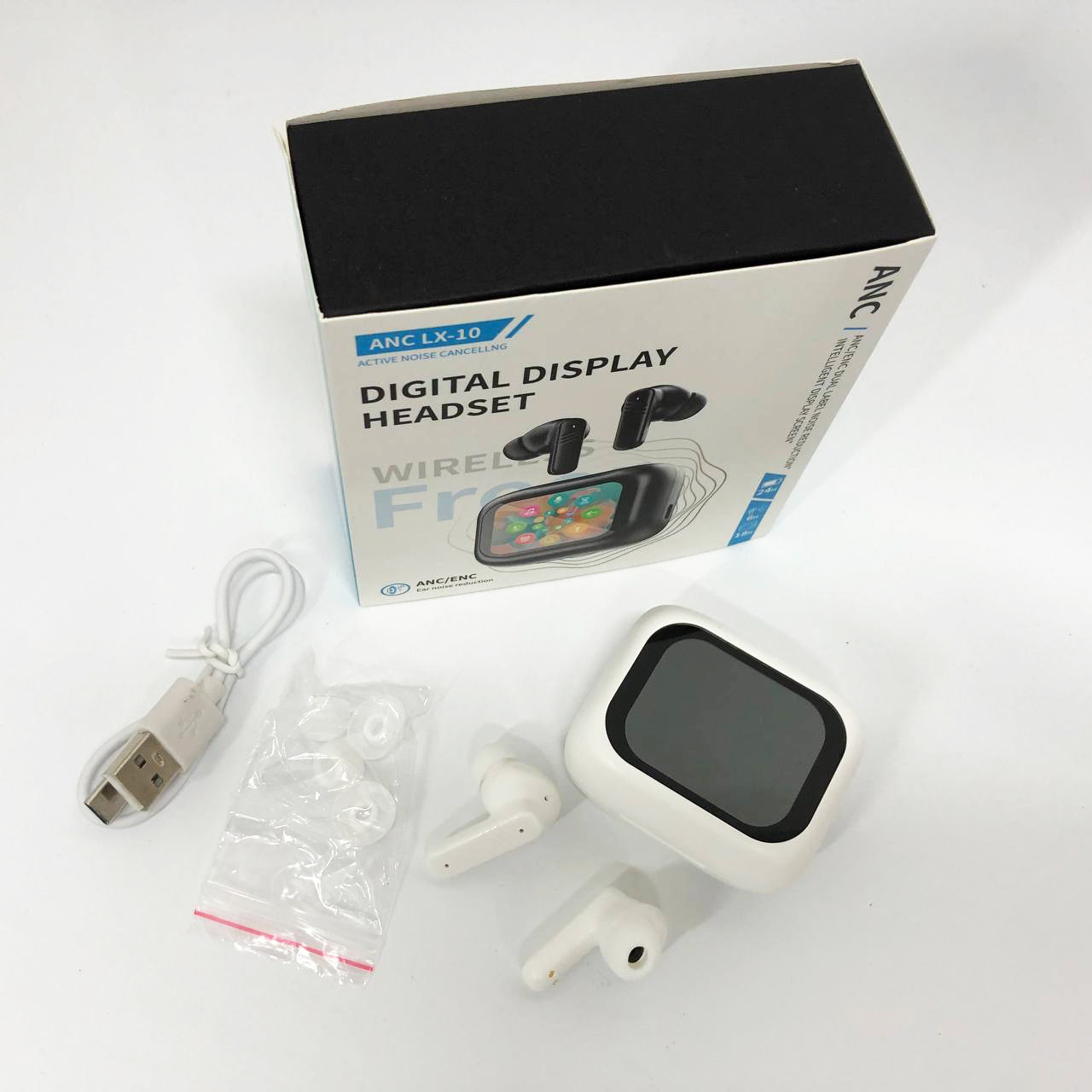 Наушники беспроводные LX-10 TWS Earbuds с LED дисплеем, Блютуз гарнитуры, Вакуумные наушники. Цвет: белый