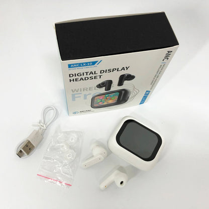 Наушники беспроводные LX-10 TWS Earbuds с LED дисплеем, Блютуз гарнитуры, Вакуумные наушники. Цвет: белый