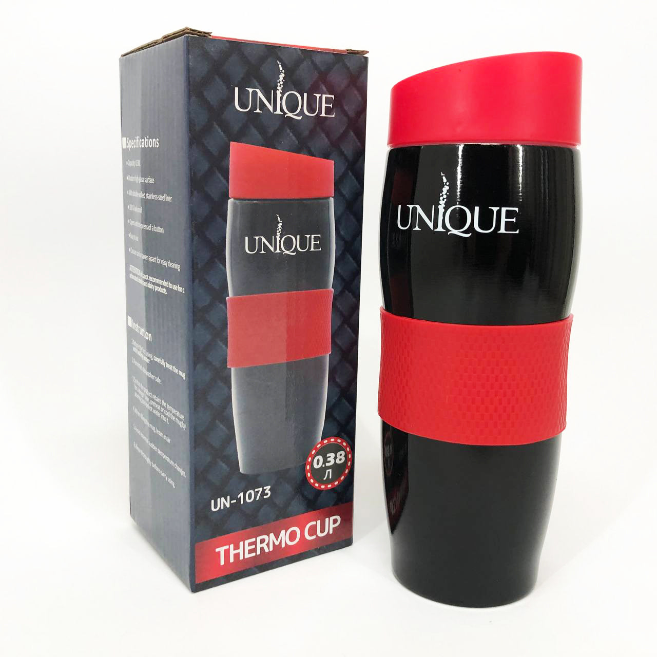 Термокружка UNIQUE UN-1073 0.38 л Термокружка для школьников, Качественный семейный термос. Цвет: красный