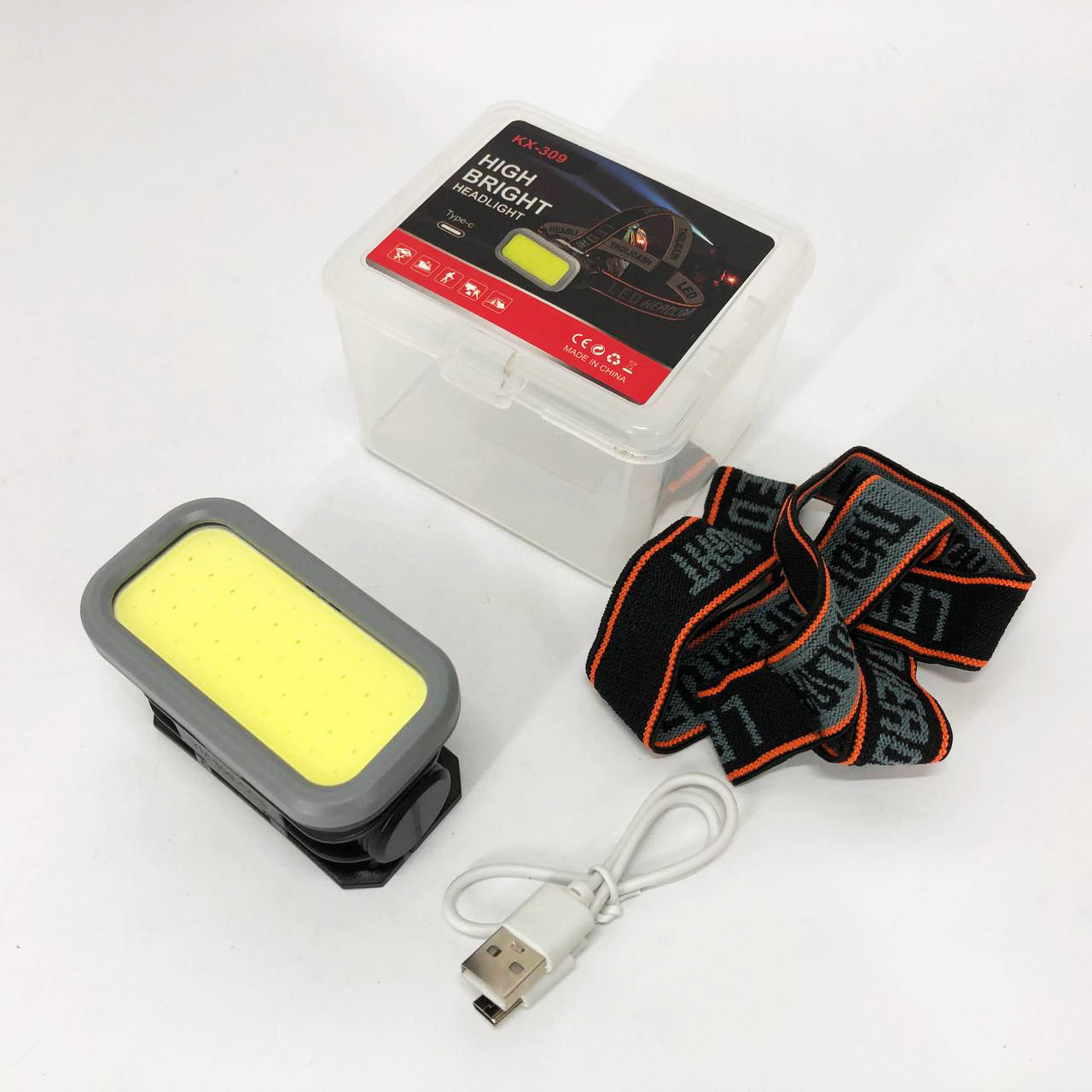 Фонарь налобный YM-309-COB(white+red), Фонарь с разными режимами работы, Сверхмощный налобный фонарь