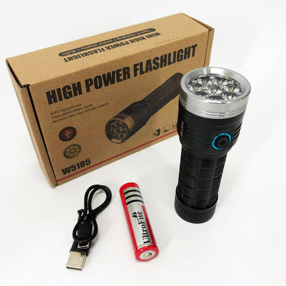 Фонарик компактный PLD W5185-8XHP360, Высококачественный фонарик, Долговечный светодиодный фонарь