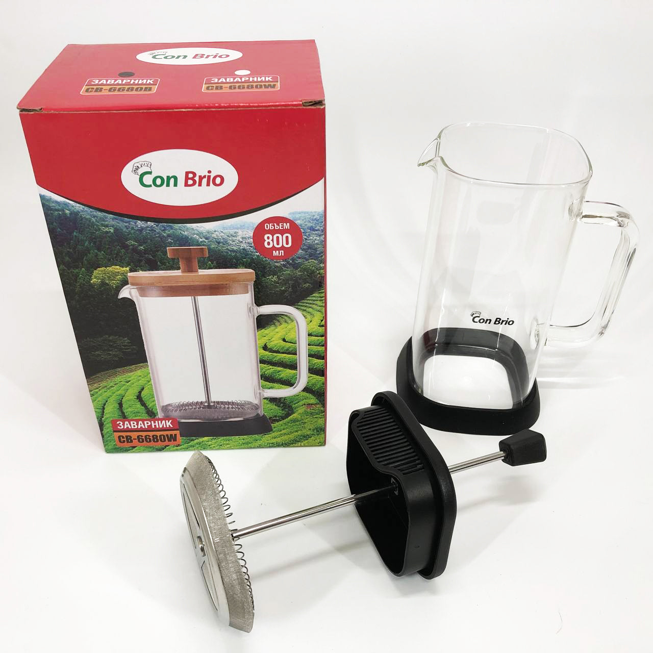 Френч-пресс Con Brio CB-6680В 800 мл, Заварювальний чайник для листового чаю, Френч-прес красивий