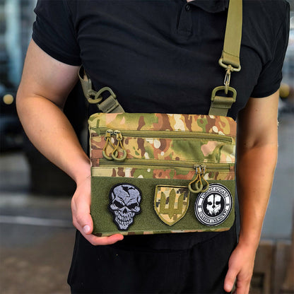 Сумка-кобура наплечна мультикам з липучкою для шевронів, тактична сумка чоловіча з кордури