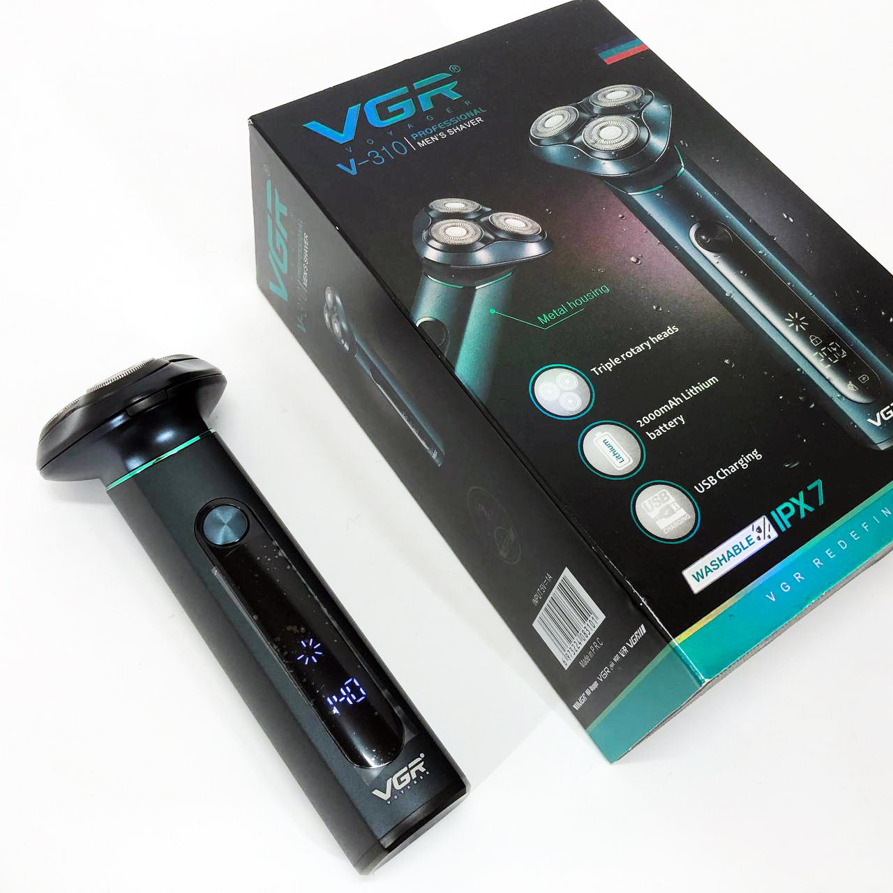 Электробритва портативная бритва VGR V-310 шейвер для бритья бороды и усов с аккумулятором