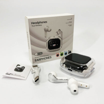 Беспроводные вакуумные наушники TWS с LED дисплеем, влагозащита IPx4 Bluetooth 5.4 с кейсом. Цвет: белый