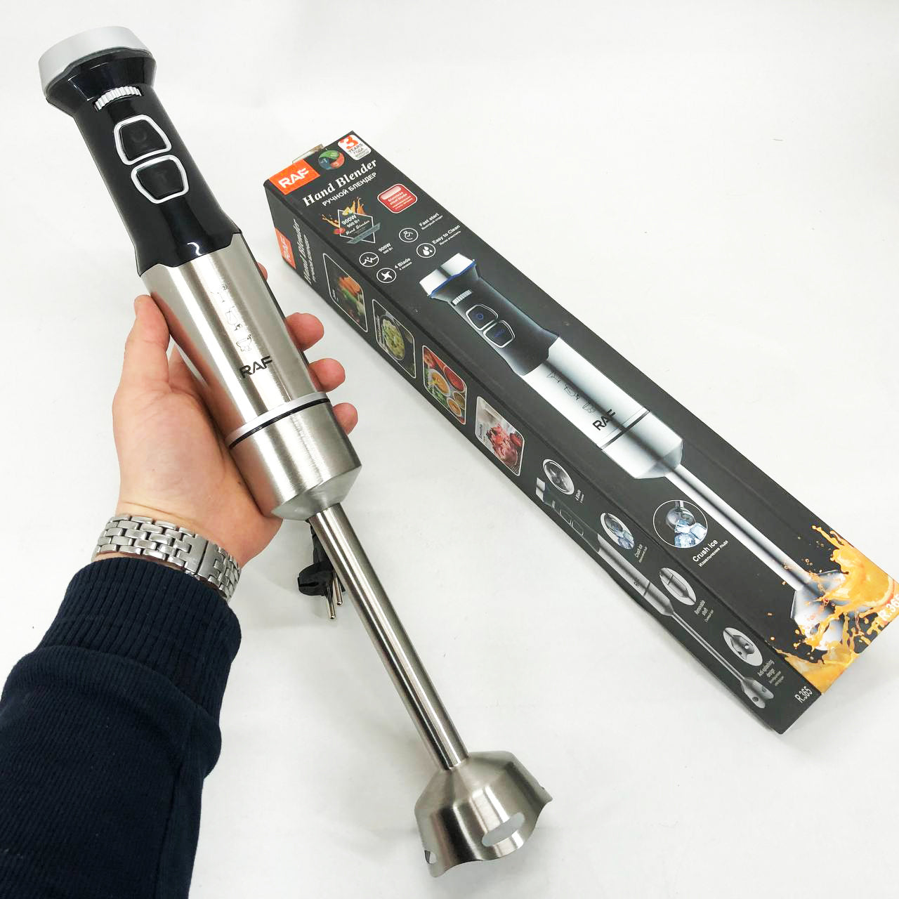Металлический блендер RAF R.365 высокоскоростной ручной блендер