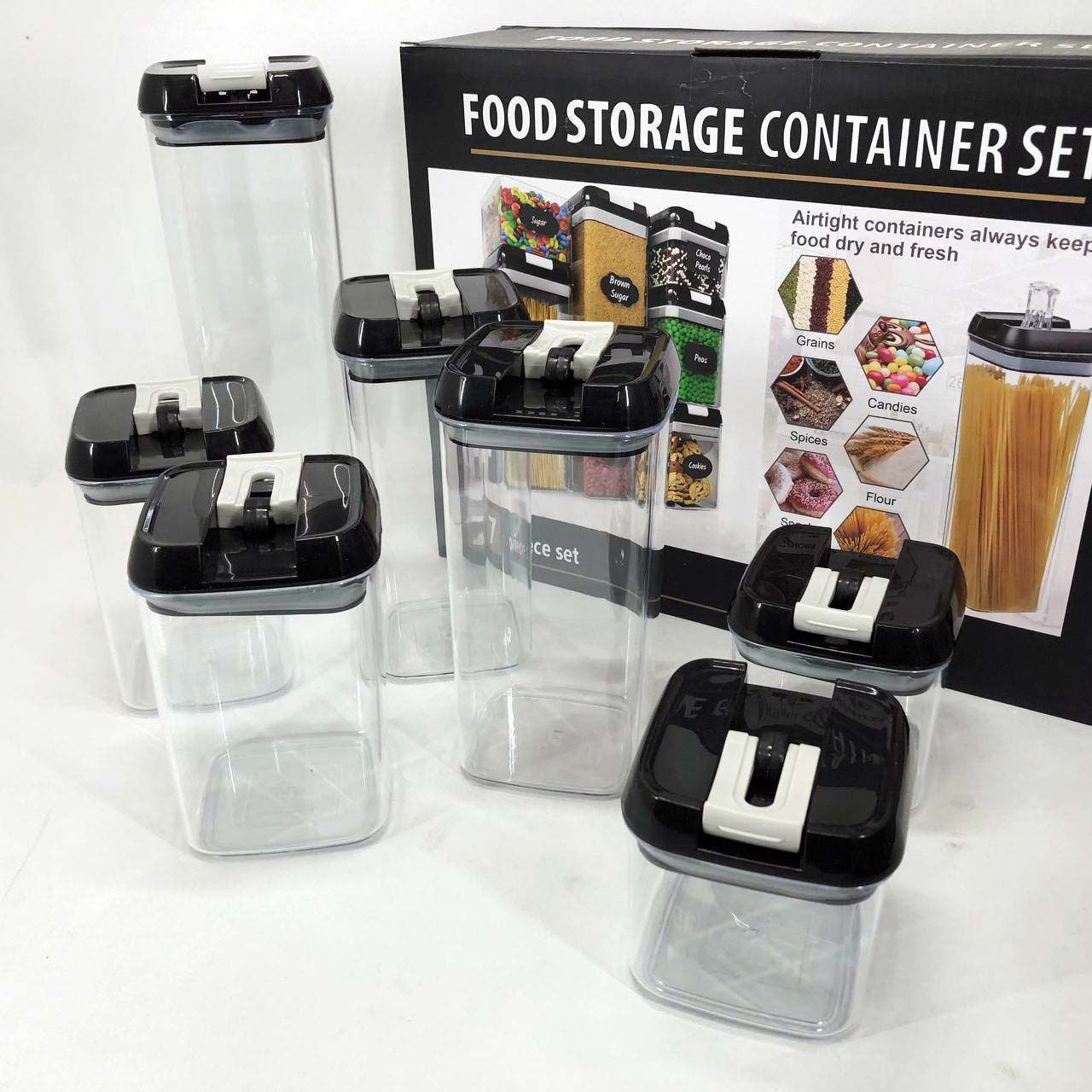 Набор контейнеров для еды FOOD Storage Container Set на защелках с уплотнителем из 7 предметов