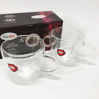 Набор чашек с двойными стенками 2 шт 150 мл Con Brio CB 8915-2, Стеклянные чашки с двойным дном